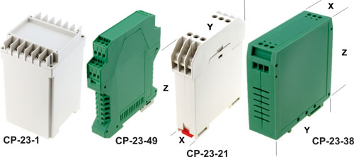 Enclosures with terminals for DIN rail mounting, CP-23-1, CP-23-3, CP-23-20, CP-23-21, CP-23-38 |EN|