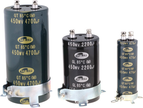 Capacitor: electrolytic; screw; SAMWHA, GT1H109M35060SB, GT1H109M35100SB, GT1H229M35100SB |EN|