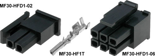 Type of connector: wire-board; Connector: plug, MF30-HFD1-02, MF30-HFD1-04, MF30-HFD1-06 |EN|