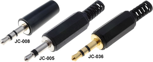 Jack plugs Ø3.5 mm, JC-003, JC-005, JC-005/WH, JC-139, JC-008, JC-006, JC-036 |EN|