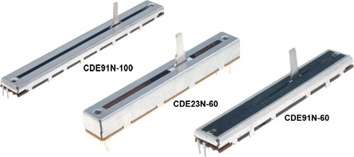 Potentiometer: slide; carbon; mono; THT, CDE05N-45-10K, CDE91N-60-B1K, CDE91N-60-B5K |EN|