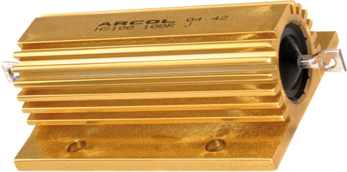 Resistor: bobinado; con radiador, HS100-0R051K, HS100-0R1J, HS100-0R47J, HS100-100RJ |ES|