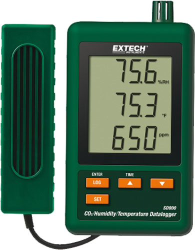 Data logger; CO<sub>2</sub>, temperature, humidity; EXTECH, SD800 |EN|