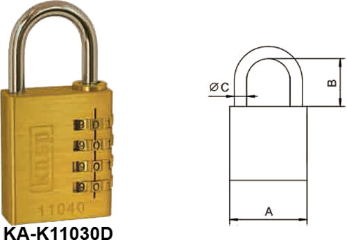 Padlock; shackle, combination code; Series: 110; KASP, KA-K11020D, KA-K11020D2, KA-K11030D |EN|