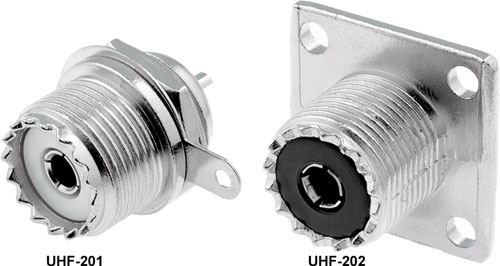 UHF female sockets for panel mounting, UHF-201, UHF-202, UHF-202-T |EN|