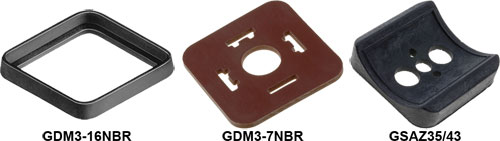 Square connectors, GDM series, accessories, GDM3-16NBR, GDM3-19MPQROTVMQ, GDM3-19VMQ, GSAZ40/62 |EN|