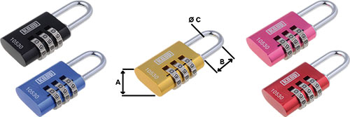 Padlock; shackle, combination code; Series: 105; KASP, KA-K10520BLAD, KA-K10520BLUD |EN|