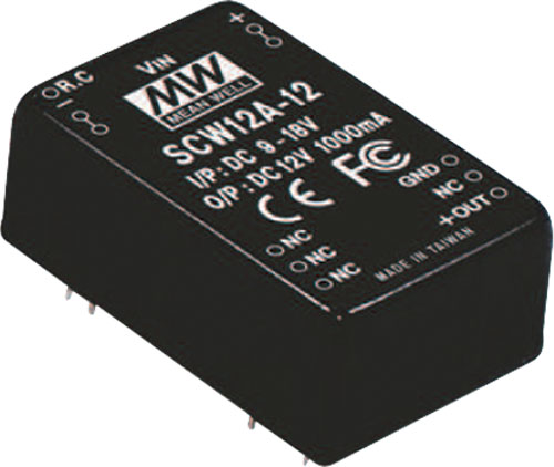 Convertitore: DC/DC; SCW12; MEAN WELL, SCW12A-05, SCW12A-12, SCW12A-15, SCW12B-05, SCW12B-12 |IT|