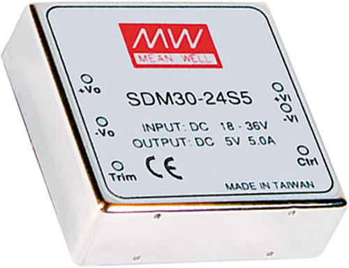 Tipo di convertitore: DC/DC; SDM30; MEAN WELL, SDM30-12S3, SDM30-12S5, SDM30-12S12, SDM30-12S15 |IT|