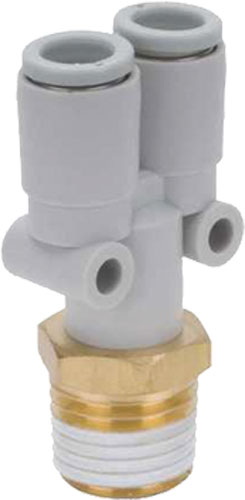Tee fitting; threaded, plug-in; Y type branch; SMC, KQ2U04-M5A, KQ2U04-01AS, KQ2U04-02AS |EN|