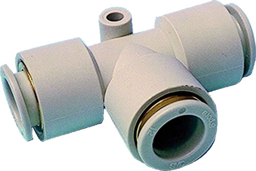 Tee fitting; reductive, plug-in; T type branch; SMC, KQ2T06-04A, KQ2T08-06A, KQ2T10-08A |EN|