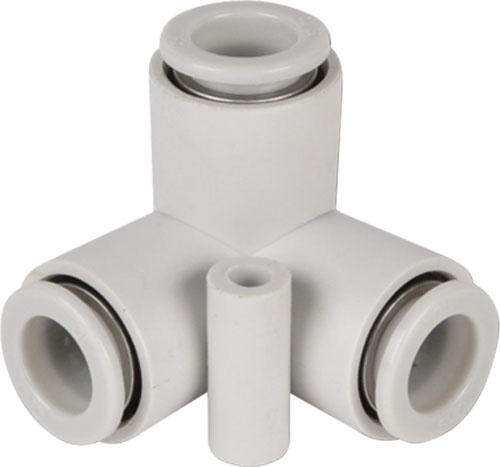 Tee fitting; angled 90°, plug-in; 2-fold branch; SMC, KQ2D04-00A, KQ2D06-00A, KQ2D08-00A |EN|
