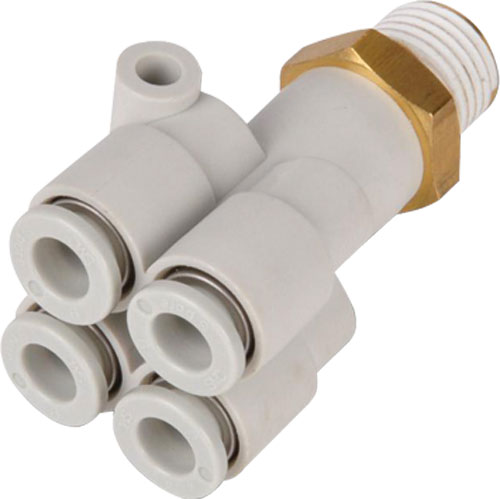 Push-in fitting; threaded; 4-fold branch; SMC, KQ2UD06-01AS, KQ2UD06-01S |EN|