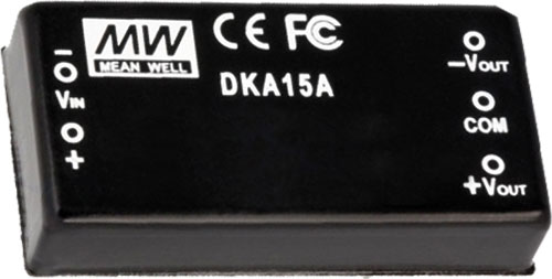Convertitore: DC/DC; DKA15; MEAN WELL, DKA15A-05, DKA15A-12, DKA15A-15, DKA15B-05, DKA15B-12 |IT|
