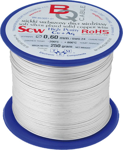 Silver plated copper wires; BQ CABLE, SCW-0.35/100, SCW-0.35/250, SCW-0.35/500, SCW-0.40/100 |EN|