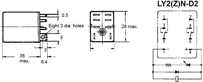 LY2N-D2 24DC OMRON - Relay: electromagnetic | DPDT; Ucoil: 24VDC; 10A