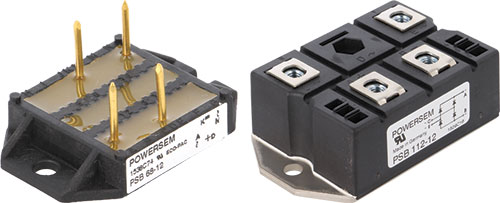 POWERSEM single-phase bridge rectifiers (modules), PSCH25K/08, PSB35T/08, PSB35T/12, PSB35T/14 |EN|