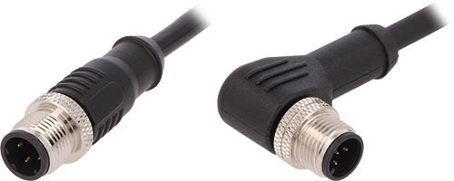M12 connector with cable, Bulgin, PXPPVC12FBF03AC010, PXPPVC12FBF04AC010, PXPPVC12FBF04DC010 |EN|