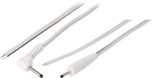 Prises blanches DC 0,7/2,35 avec cordon, DC.CAB.0300.0150, DC.CAB.0301.0150 |FR|