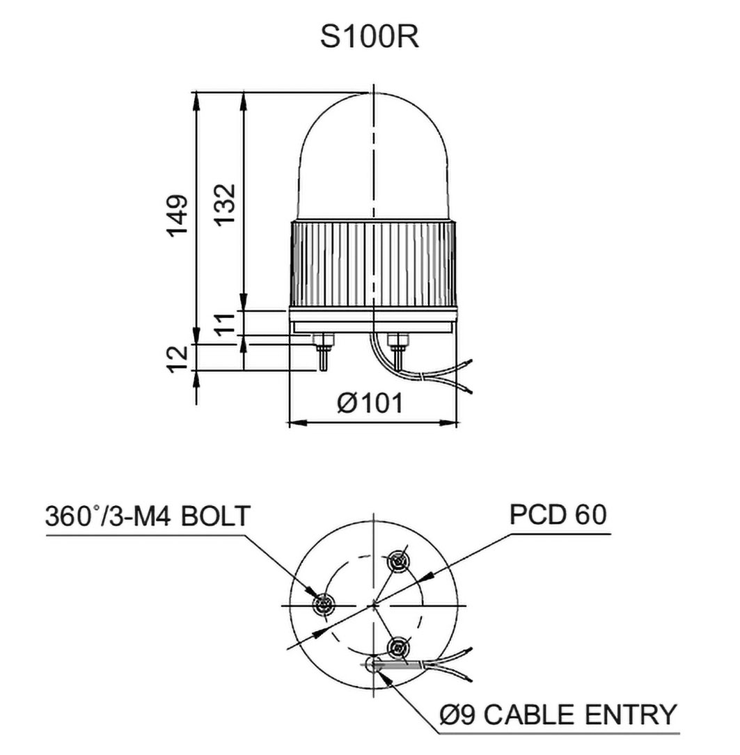 S100R24A QLIGHT Signaller lighting rotating light; amber; S100