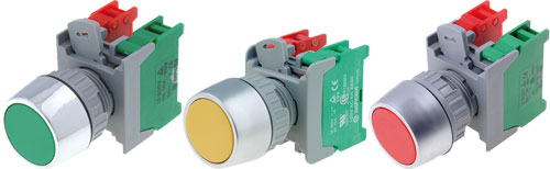 Flat push-button switches, PBF22 series, PBF22-1-O/C-G, PBF22-1-O/C-R, PBF22-1-O/C-Y |EN|