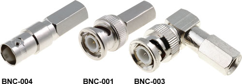 BNC plugs, screwed on cable, BNC-001, BNC-002, BNC-011, BNC-003, BNC-004 |EN|