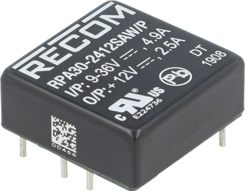 Converter: DC/DC; RECOM, REM30-2405SW, REM30-2412SW, REM30-2415DW, REM30-2424SW, REM30-4812SW |EN|