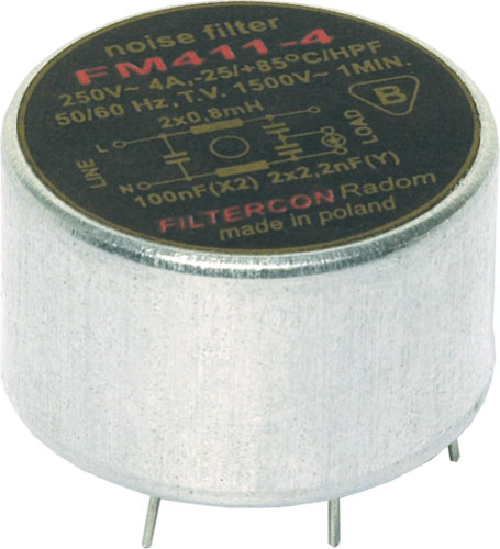 Filter: anti-interference; THT; metal; 250V AC, FM415-0, FM414-2, FM414-1, FM411-4, 1FM415-0R |EN|