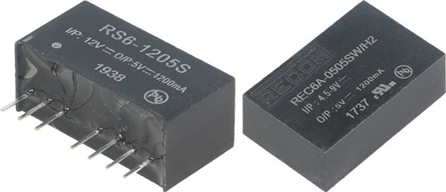 Conversores DC/DC 6W marca RECOM, REC6-0505DRW/R10/A, REC6-0505SRW/R10/A, REC6-0505SRW/R8/A |PT|