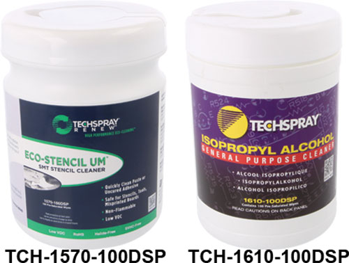 Techspray cleaning wipes, TCH-1570-100DSP, TCH-1610-100DSP, TCH-1610-50PK |EN|