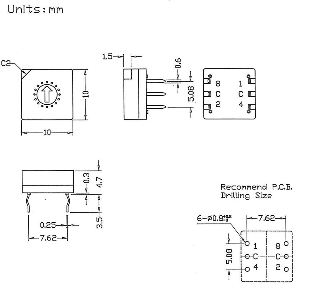 RS30014 Encoding switch HEX/BCD; Pos 16; THT; Rcont max 100mΩ; UL94V0 TME Electronic