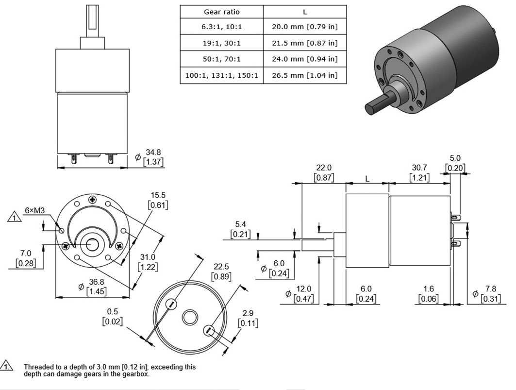 Motor DC, POLOLU1102, POLOLU1103, POLOLU1104, POLOLU1105, POLOLU