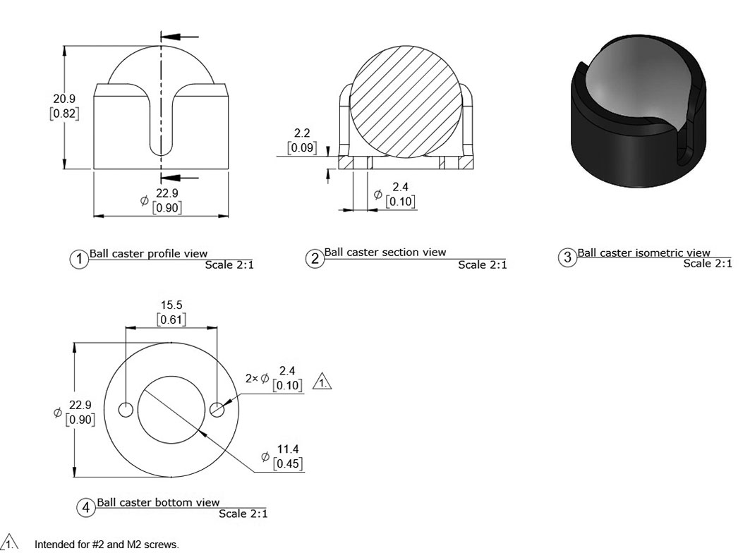 BALL CASTER WITH 3/4