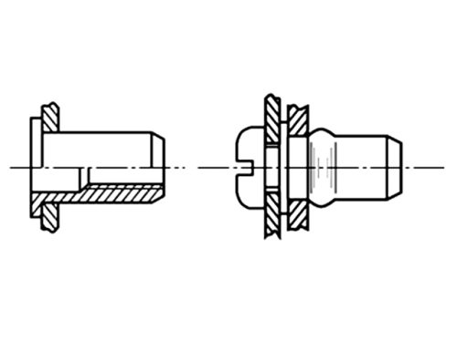 Rivet nuts with flat head, B4/3/BN4574, B4/4.5/BN4574, B5/3/BN4574, B5/5.5/BN4574, B6/3/BN4574 |EN|