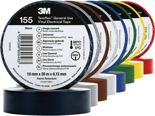 Tape: electrical insulating; 3M; TEMFLEX, 3M-TF-155-19-20BK, 3M-TF-155-19-20BL |EN|