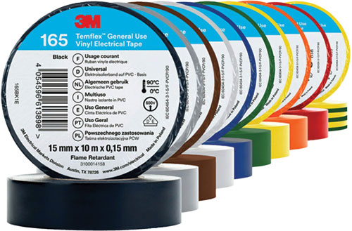Tape: electrical insulating; 3M; TEMFLEX; Width: 19mm, 3M-TF-165-19-20BK, 3M-TF-165-19-20BL |EN|