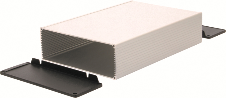 Enclosure: with panel; aluminium; IP65; HAMMOND, HM-1457U1601, HM-1457U1601BK, HM1457U1601 |EN|