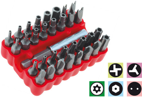 Tools set; screwdriver bits 1/4 (C6,3); 33pcs.; GOLDTOOL, GT-113 |EN|