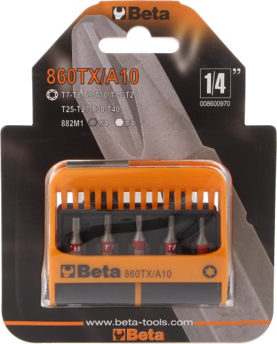 Screwdriver bits; 10pcs.; BETA; Bit size: TX07, TX08, BE860TX/A10 |EN|