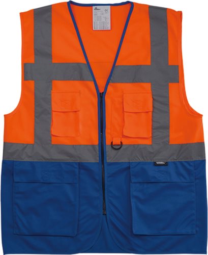 Reflection waistcoat; orange-blue; warning, VWVWRW01SB-OB/L, VWVWRW01SB-OB/M, VWVWRW01SB-OB/S |EN|