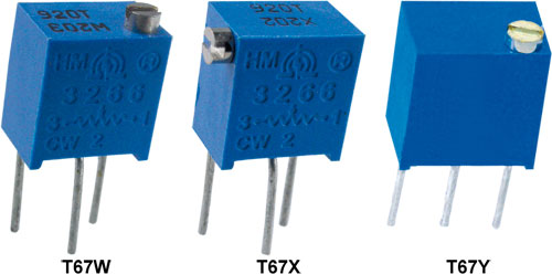 Miniature multiturn trimmers, T67W-500R, T67W-2K, T67W-5K, T67W-10K, T67W-20K, T67W-50K |EN|