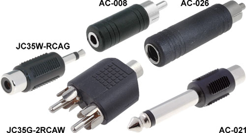 Adaptors, Jack - RCA, JC35W-RCAG, AC-008, JC35G-2RCAW, AC-026, AC-021 |EN|