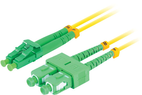 Cable: fiber patch cord; LC/APC; SC/APC; duplex; LANBERG, FO-SALASD11-0010YE |EN|