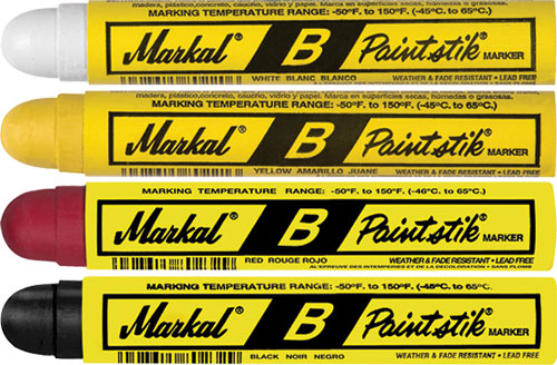 Marker: solid paint; PAINTSTIK B; MARKAL, MAR-80220-WH, MAR-80221-YL, MAR-80222-RD |EN|