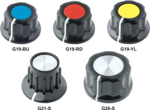 Plastic knobs with flange, G19-RD, G19-GN, G19-BU, G19-YL, G21-S, G26-S, G19-S, G33-S, G22-S |EN|
