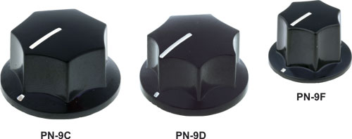 Knobs with 6.4 mm hole, PN-9 series, PN-9C-6.4, PN-9D-6.4, PN-9E-6.4, PN-9F-6.4 |EN|