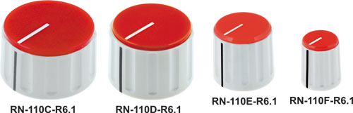Knobs with 6.1 mm hole, RN-110 series, RN-110C-R6.1, RN-110D-R6.1, RN-110E-R6.1, RN-110F-R6.1 |EN|
