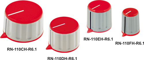 Knobs with 6.1 mm hole, RN-110…H series, RN-110CH-R6.1, RN-110DH-R6.1, RN-110EH-R6.1 |EN|