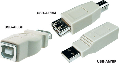 USB A/B adaptors, USB-AM/BF, USB-AF/BM, USB-AF/BF, USB-BF/MUSB |EN|