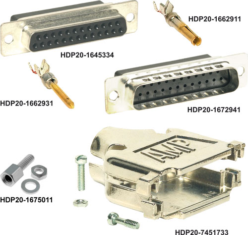 Conectores tipo D- Sub com terminais apertados, HDP20-1672921, HDP20-1672931, HDP20-1672941 |PT|